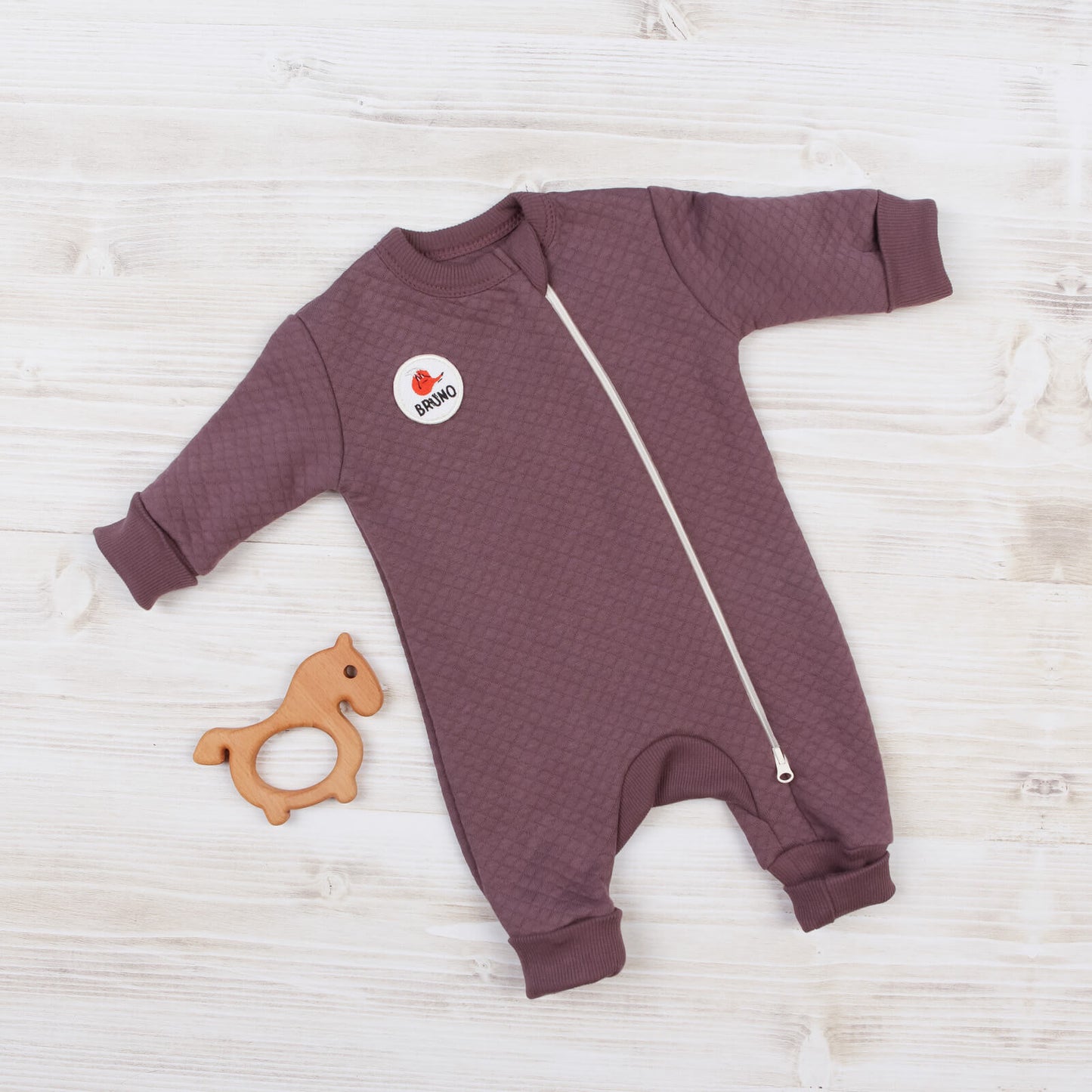 Soft Quilted Zip Suit – Plum