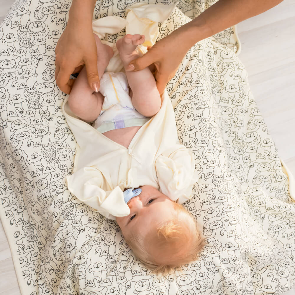 Premium Cotton Zip Sleepsuit – Vanilla