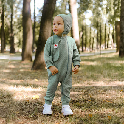 Soft Quilted Zip Suit – Ash Mint