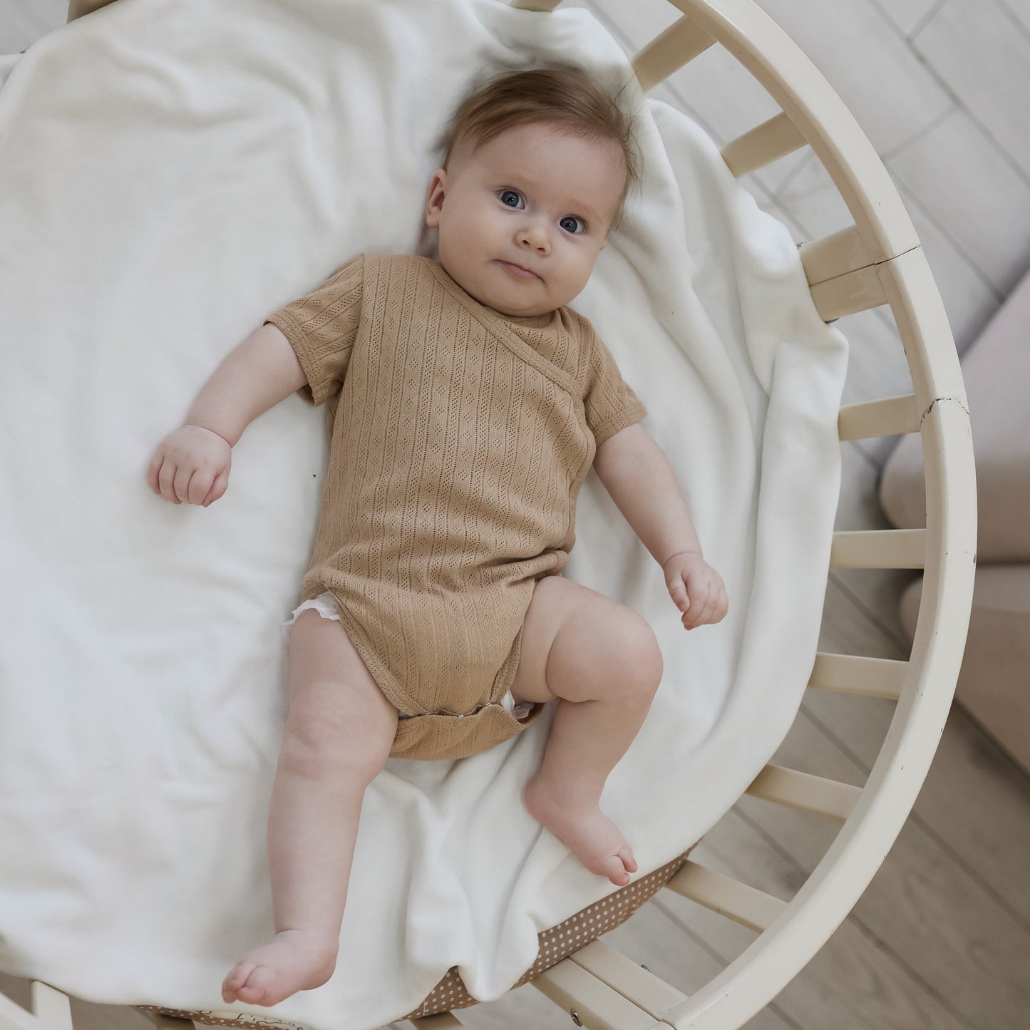 Pointelle Cotton Bodysuit – Sand