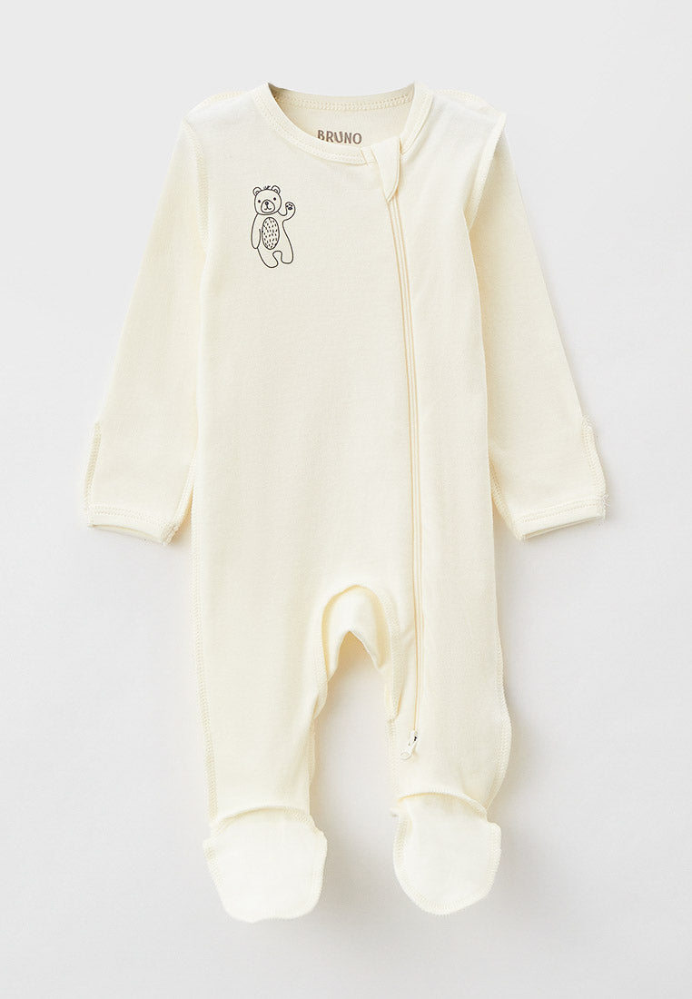 Premium Cotton Zip Sleepsuit – Vanilla